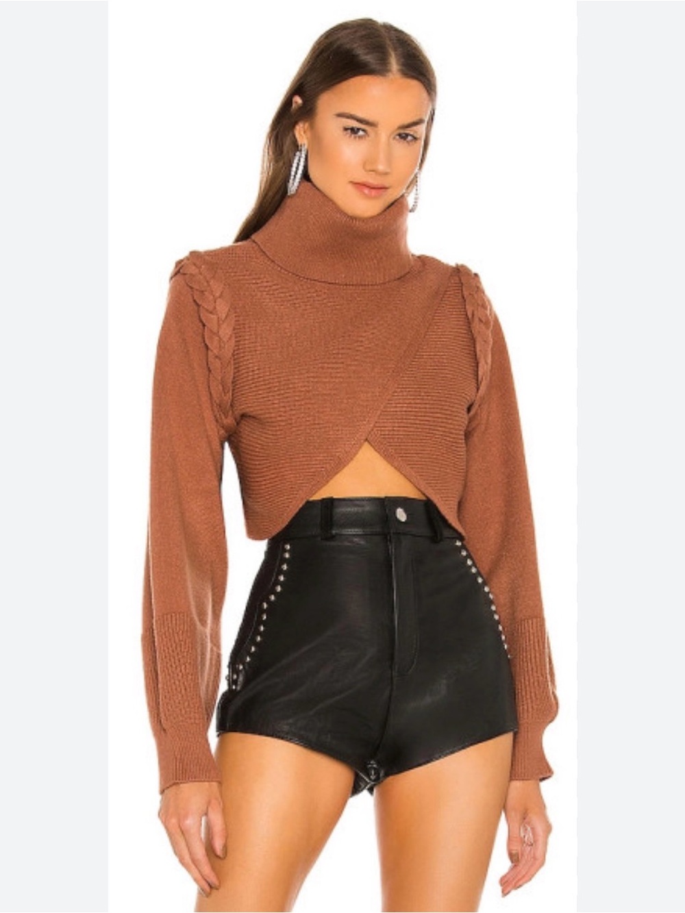 Michael Costello x REVOLVE Fresia Sweater Caramel Brown XXS